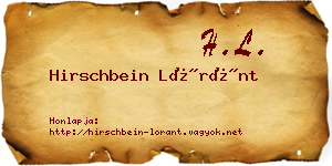 Hirschbein Lóránt névjegykártya